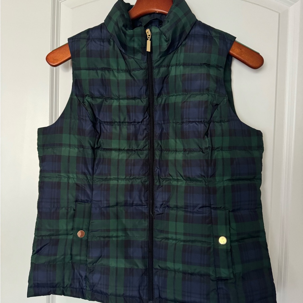 Charter Club Navy and Forest Plaid Vest